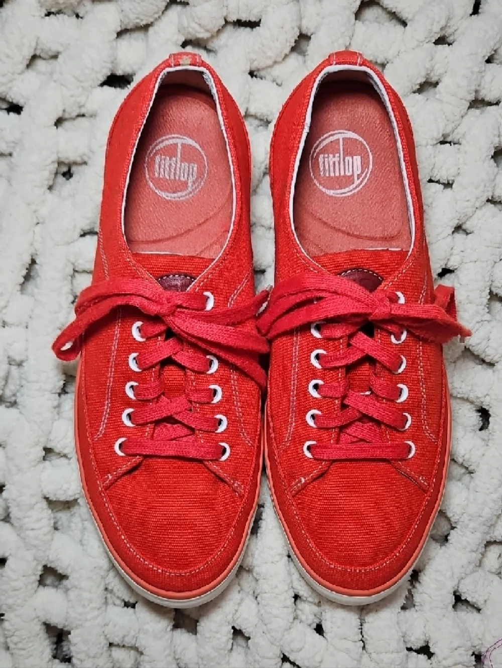 Fitflop Super T Flame Red Canvas Casual Sneaker